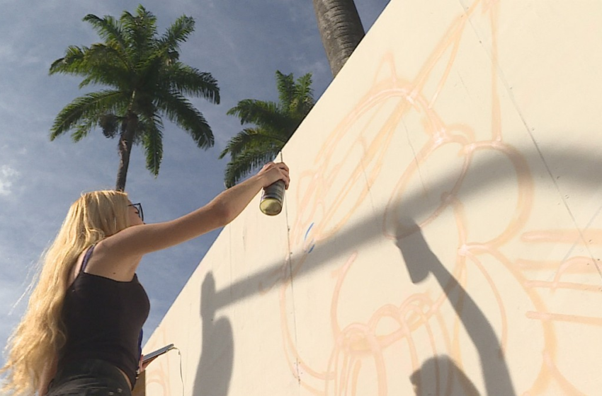  Artistas pintam tapumes e fazem mural no entorno da Praça da Liberdade, em BH